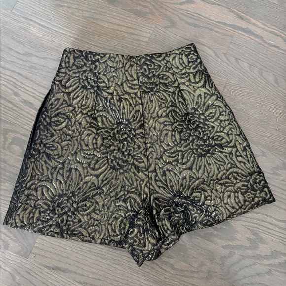 Zara NWOT Gold Black High Waist Brocade Micro Shorts Size XS - Picture 7 of 10